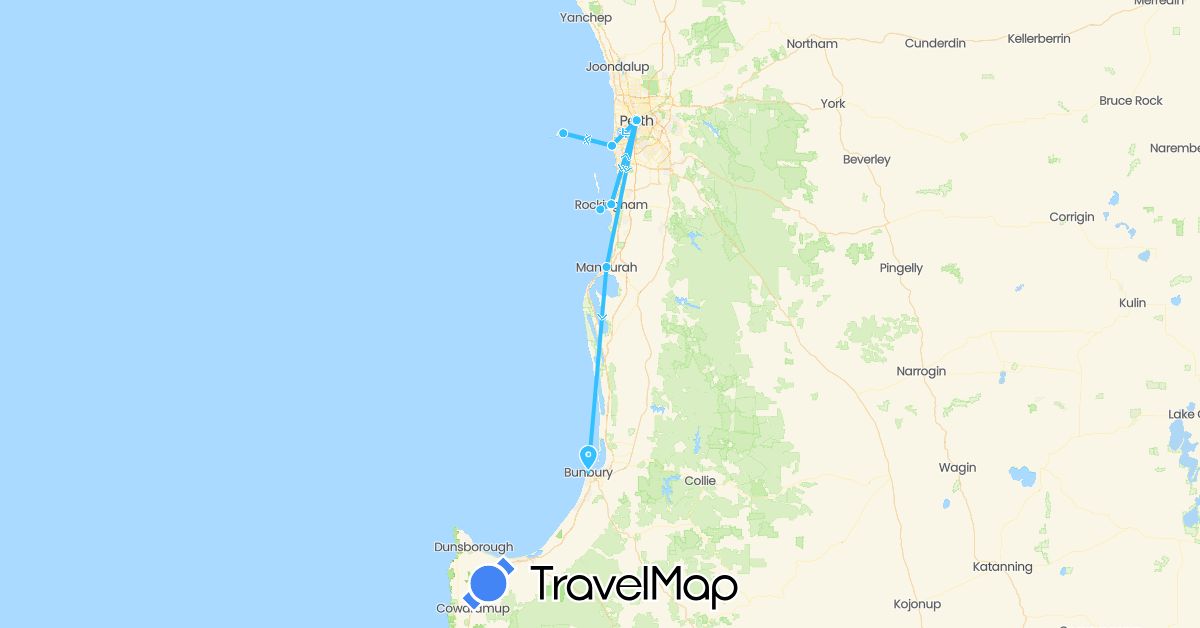TravelMap itinerary: boat in Australia (Oceania)